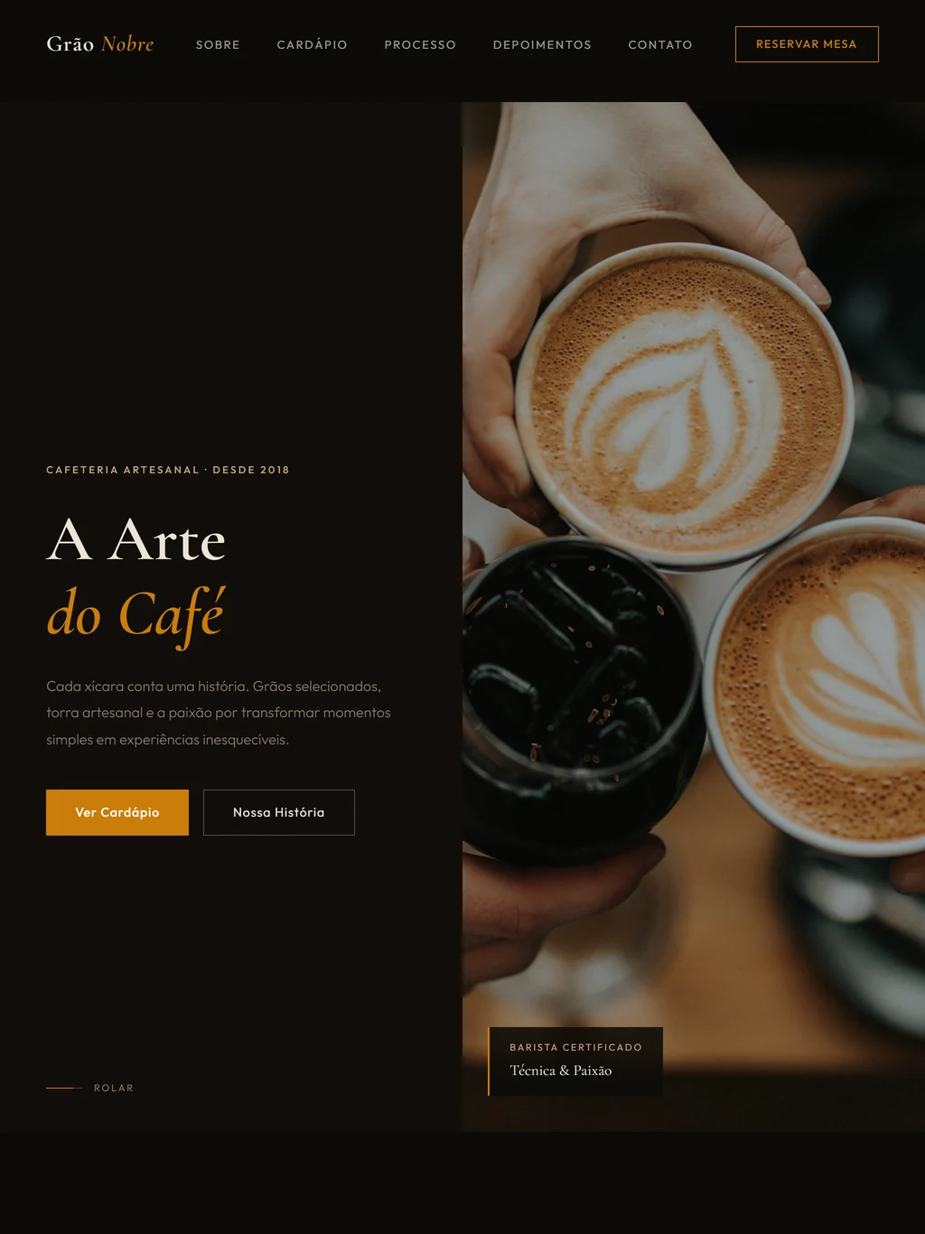 Preview do site Cafeteria Frontend